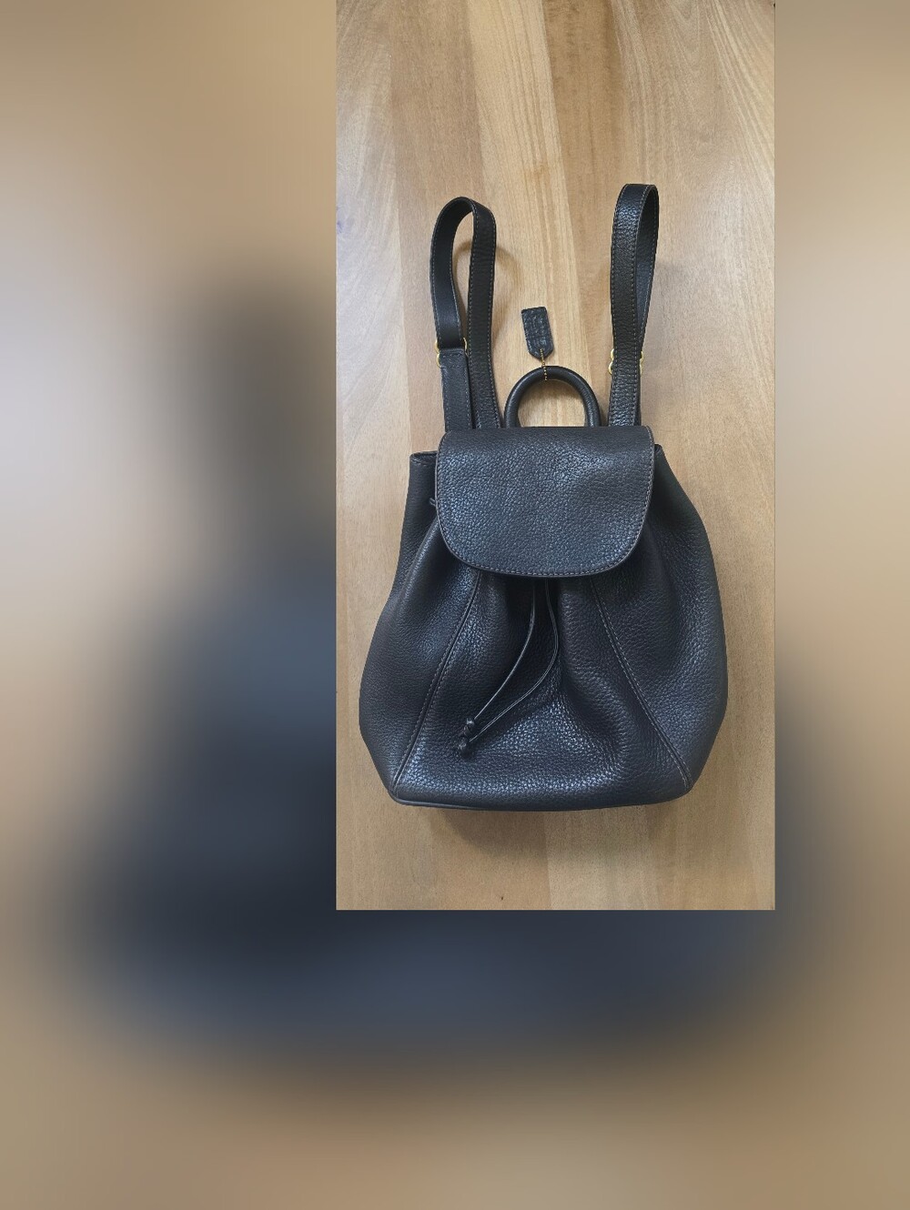 Coach Black Pebbled Leather Backpack with Gold-Tone Hardware